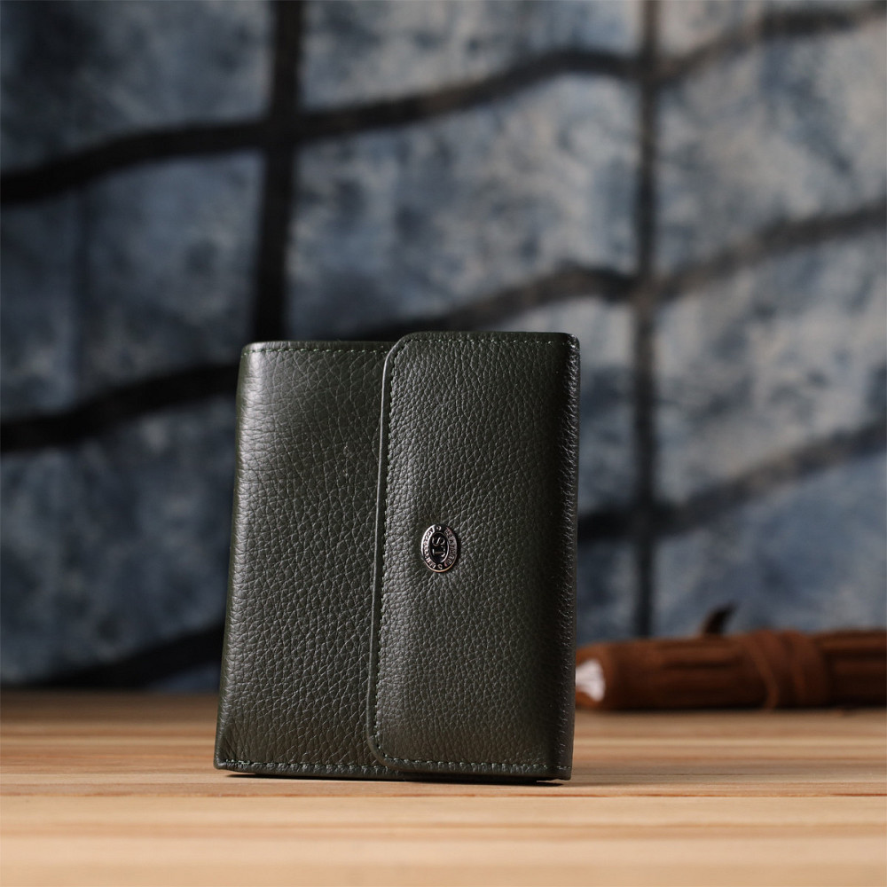 Женский кошелек среднего размера из натуральной кожи ST Leather 23074 Зеленый Киев - изображение 3