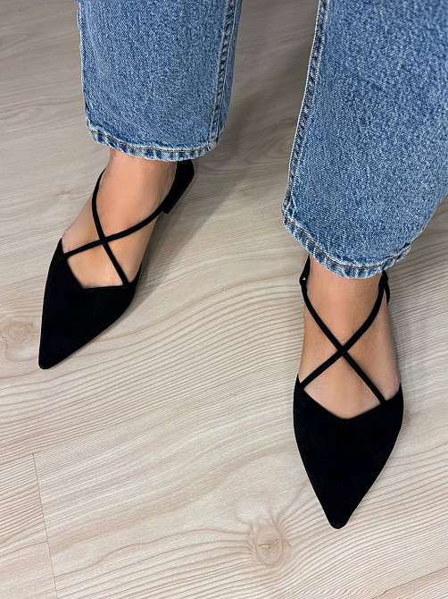 Туфли женские Meideli 2806-1 slingback лодочки с перекрестными ремешками черные, 37, 24 см Киев - изображение 13