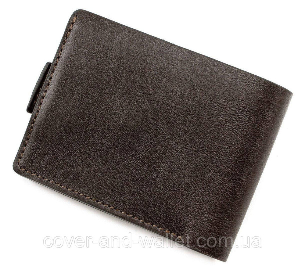Кожаный мужской кошелек коричневого цвета на магните Grande Pelle Amico Киев - изображение 8