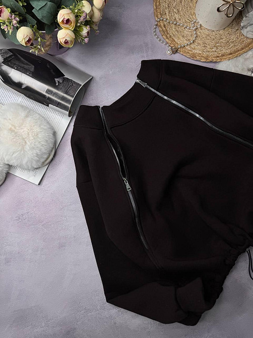 Жіноча стильна тепла об'ємна  худі турецька тринить на флісі Одеса - фото 4