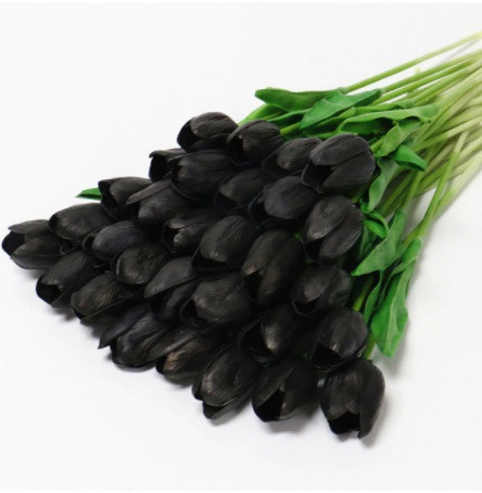 Штучні тюльпани декоративні 5 штук 34 см чорний Київ - фото 2