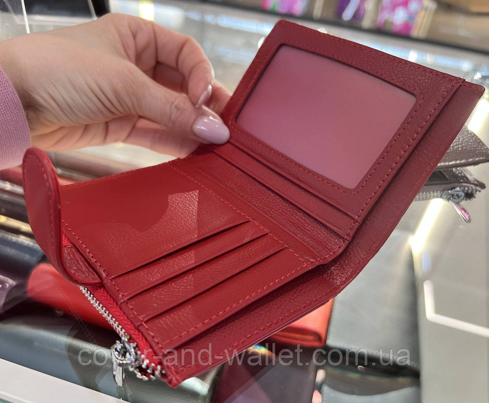 Маленький женский кошелек красного цвета на магнитной застежке HV 3009 Киев - изображение 4