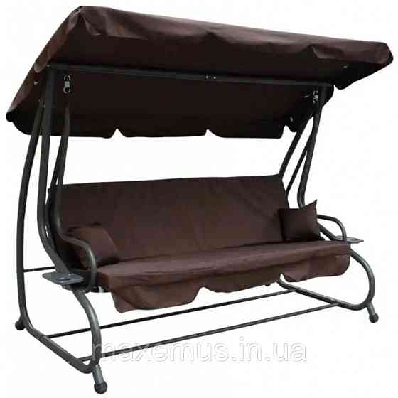 Садовые качели для дачи и дома четырехместные уличные качели с навесом Bonro Garden дачные качели для отдыха Мостиська