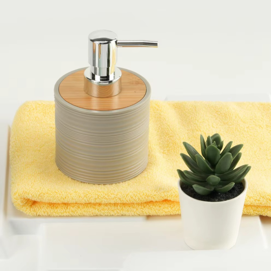 Набор аксессуаров 6в1 для ванной комнаты и душа, урна,дозатор для мыла, мыльница, стаканы,ёршик бежевый Каменец-Подольский