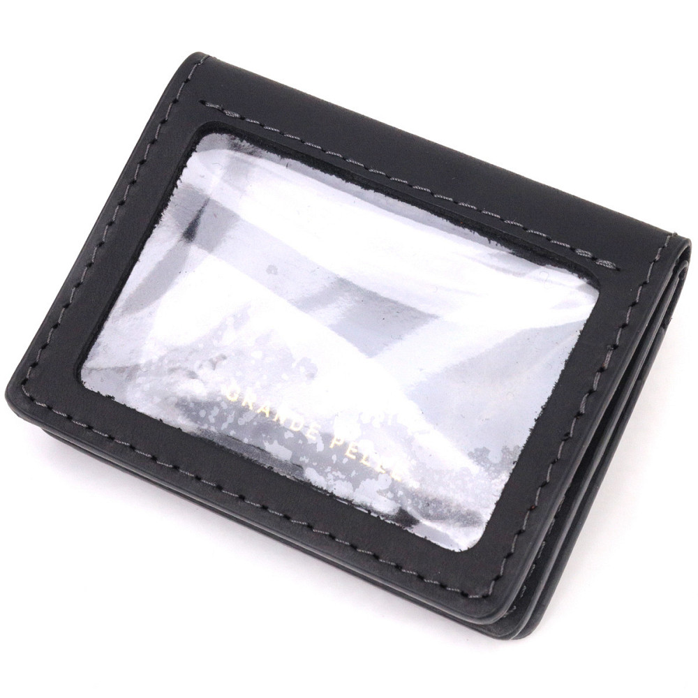 Отличная обложка на автодокументы в винтажной коже Сердце GRANDE PELLE 16708 Черная Киев - изображение 2