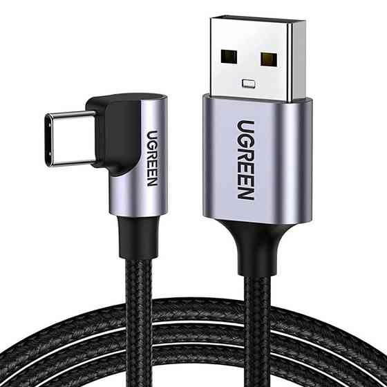 Кабель Ugreen USB 2.0 to Angled USB Type-C 3A US284 70255 (Черный, 3м) Николаев