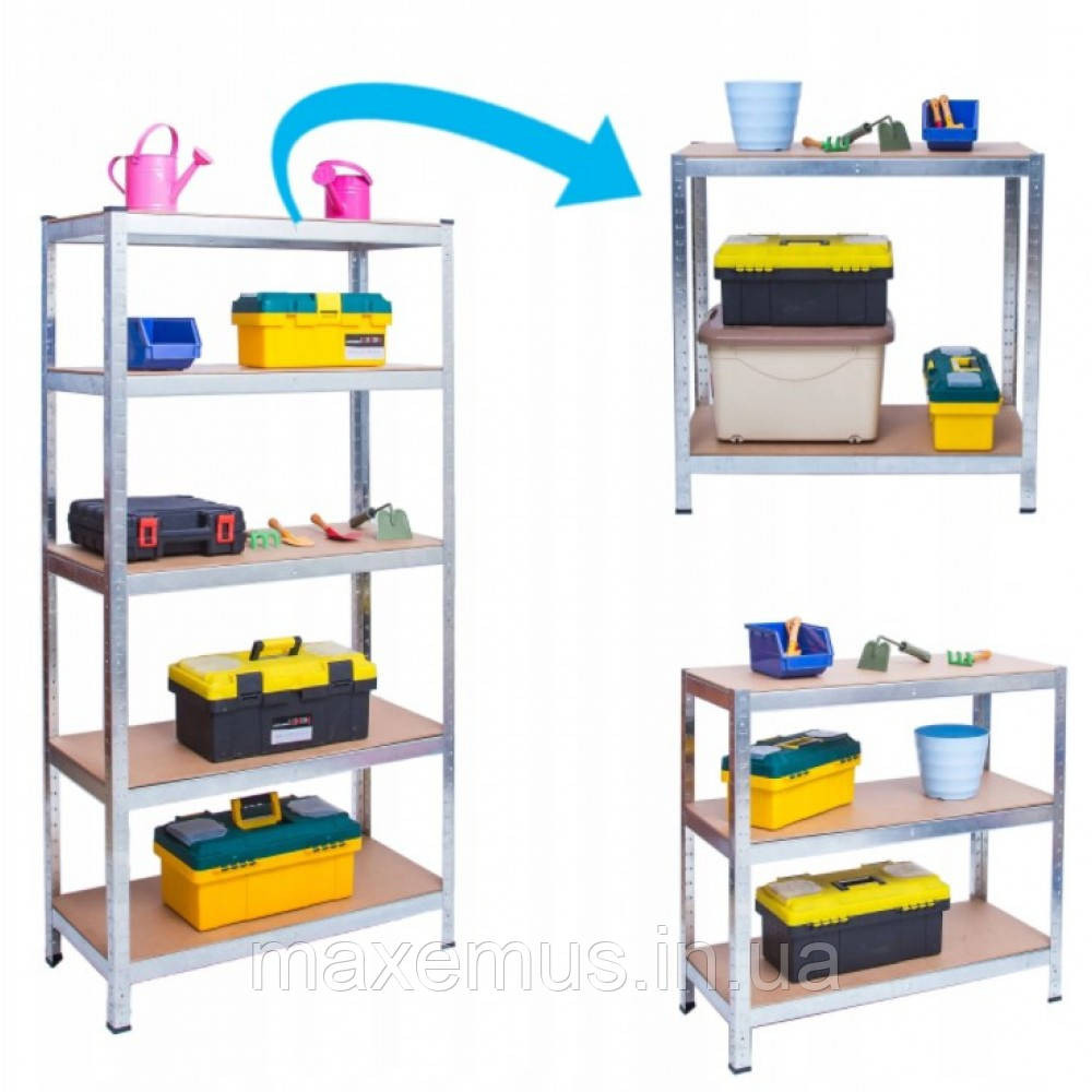 Стелаж металевий поличковий 180х90х40 Металевий стелаж у підвал оцинкований з полицею МДФ білий Мостиська - фото 13