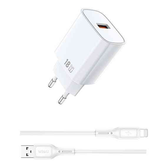 Сетевое зарядное устройство с кабелем WIWU 18W Essen GaN Fast Charger + Cable Combo Wi-G006 A-L EU White Одесса