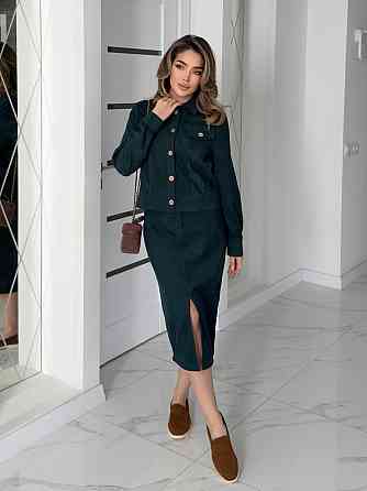 Жіночий костюм з мікровельвету Favorit 54-56, Темно-зелений Київ