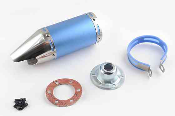 Глушник (тюнінг) 170 * 100mm, кріп. Ø78mm (нержавіюча сталь, короткий, синій, прямоток, mod:4) Київ