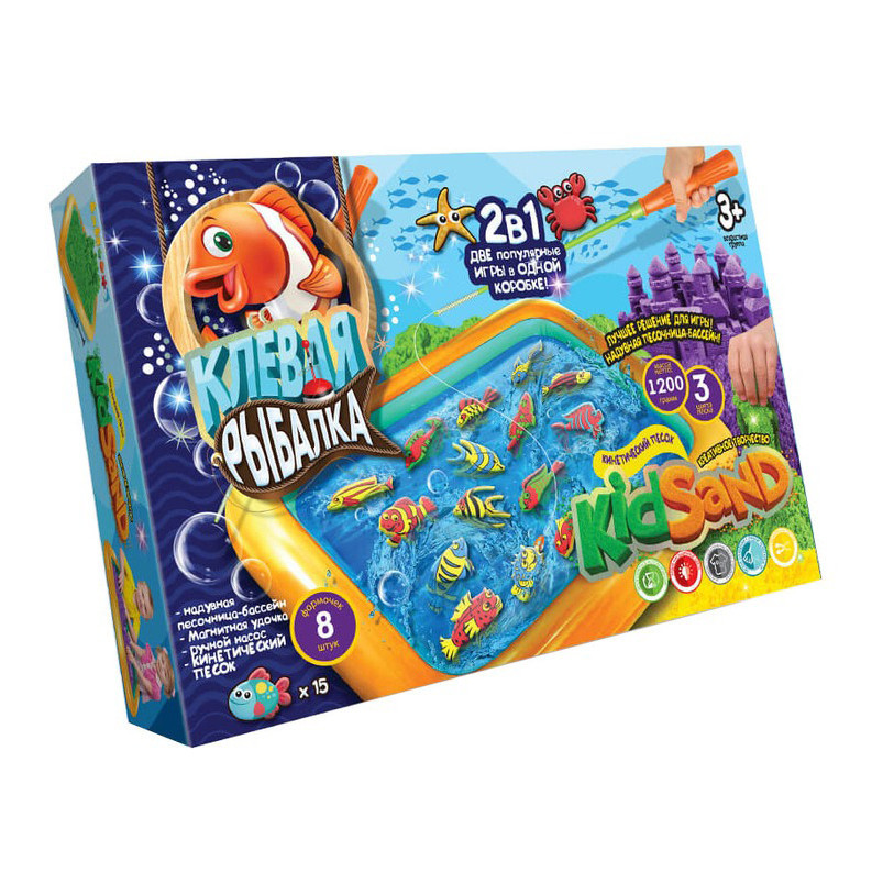 Набір креативної творчості "Кінетичний пісок: Кльова риболовля" KIDSAND KRKS-01-01U 2в1 Вінниця - фото 1