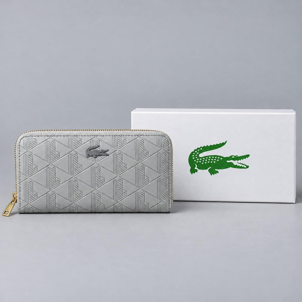 Мужской серый стильный кошелек Lacoste (В3) Киев - изображение 9