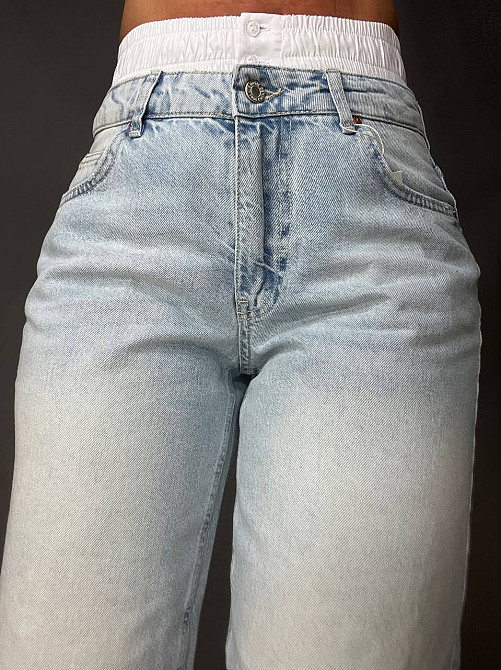 Шорти жіночі джинсові Its’Basic 3357 бермуди біла резинка на талії середня довжина блакитні , блакитний, 40 Київ - фото 5