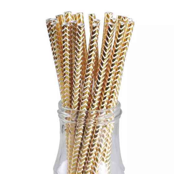 Коктейльні трубочки з геометричним принтом 25 штук 20 см золотистий Київ