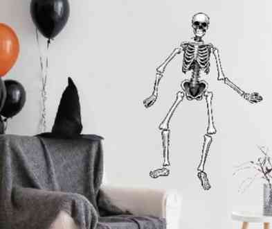 Большая 3D наклейка Скелет декор на Хеллоуин 50 на 30 см сірий Київ