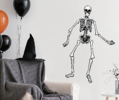 Большая 3D наклейка Скелет декор на Хеллоуин 50 на 30 см серый Киев - изображение 3