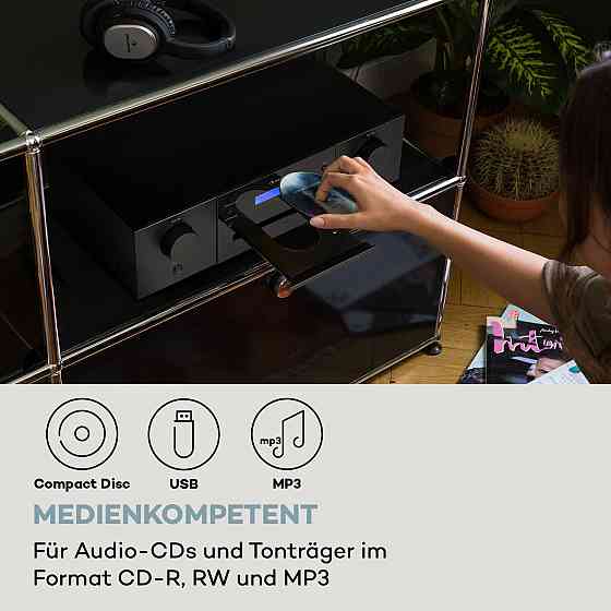 CD-1000 DG CD-плеєр USB MP3 Пульт дистанційного керування Світлодіодний дисплей Алюміній Чорний (Німеччина, Рівне