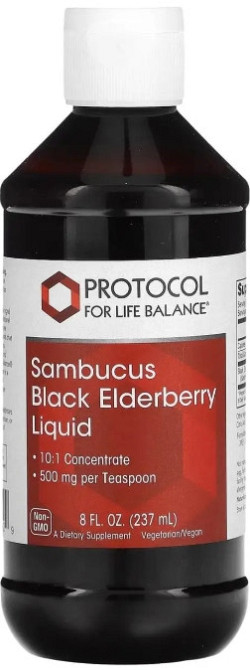 Чорна бузина Protocol for Life Balance Sambucus Black Elderberry Liquid 500 мг Київ - фото 1