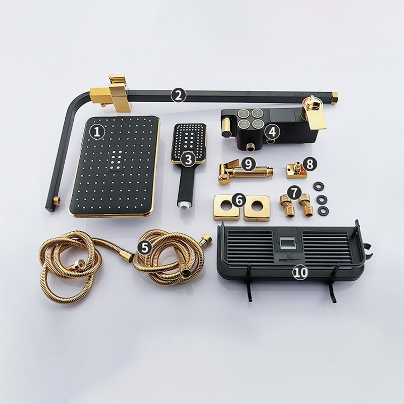 Душевая система хром черный золото,термостатический набор для душа-4 функции (992536442) Киев - изображение 8