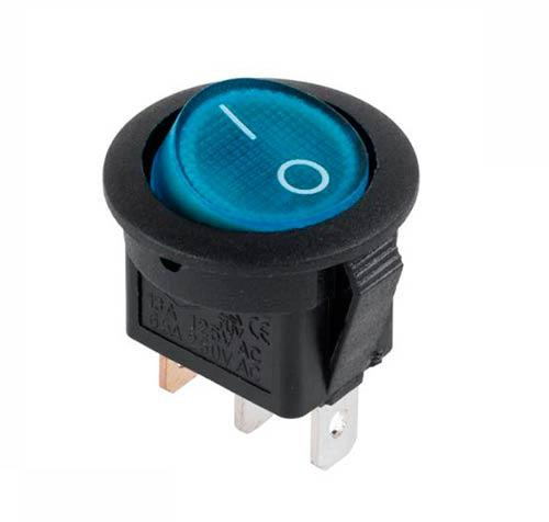 Выключатель клавишный круглый синий с подсветкой KCD1-101 Полтава - изображение 1