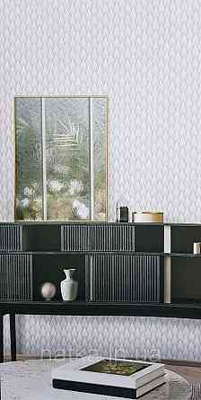 Шпалери вінілові на флізеліні AdaWall Omega1.06х10 геометрія 3д фігури структурні сріблясті 23202-2 Київ