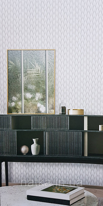 Обои виниловые на флизелине AdaWall Omega1.06х10 геометрия 3д фигуры структурные серебристые  23202-2 Киев - изображение 2