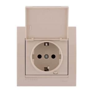 DERIY крем Розетка внутрішня із заземленням з кришкою Лезард Житомир - изображение 1