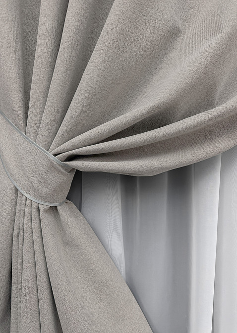 Комплект штор на люверсах VR-Textil Блэкаут двусторонний ASHEN NIGHT № 1847ш Тауп 150х270 см 2 шт (37-0288) Киев - изображение 5