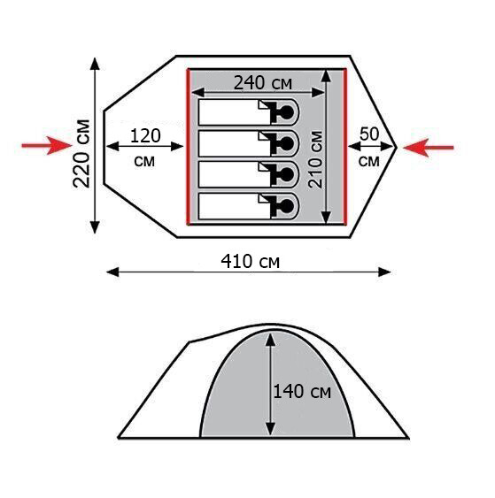 Палатка Tramp Mountain 4 (V2) серая Киев - изображение 7