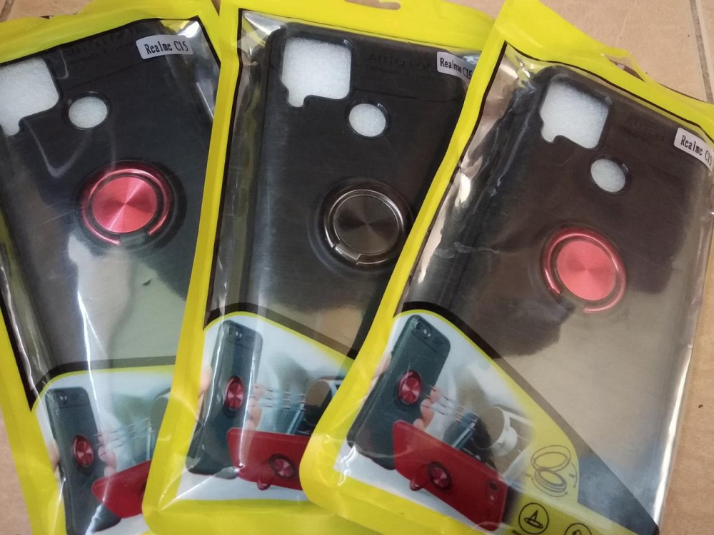 Tpu чехол deen colorring під магнітний тримач realme C15 (чорний/червоний, чорний/чорний) Полтава - фото 1