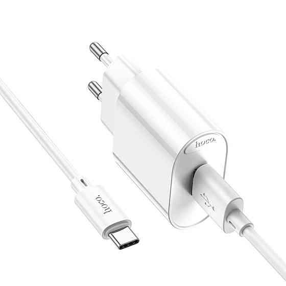Мережевий зарядний пристрій HOCO C109A Fighter single port QC3.0 charger set(Type-C) White Київ