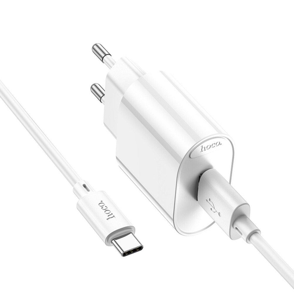 Мережевий зарядний пристрій HOCO C109A Fighter single port QC3.0 charger set(Type-C) White Київ - фото 4