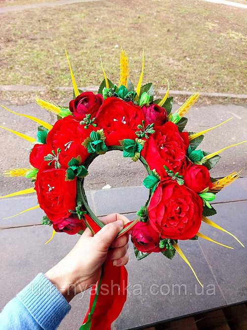 Віночок ободок з квітами "Сценічний зі стрічками" Кривий Ріг - фото 2