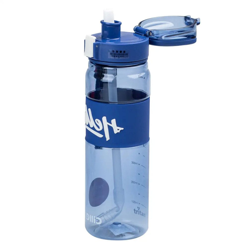 Happy Life Пляшка для води 860 мл тритан з ремінцем і ручкою Синя HP17303BL Київ - фото 2