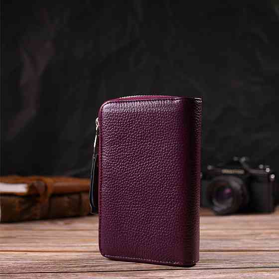 Яскраве жіноче портмоне середнього розміру з натуральної зернистої шкіри CANPELLINI 21909 Бузкове Київ