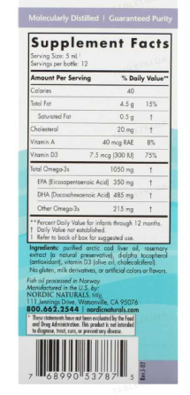 Nordic Naturals Baby's DHA, рідкий риб'ячий жир з вітаміном D3, 60 мл Київ