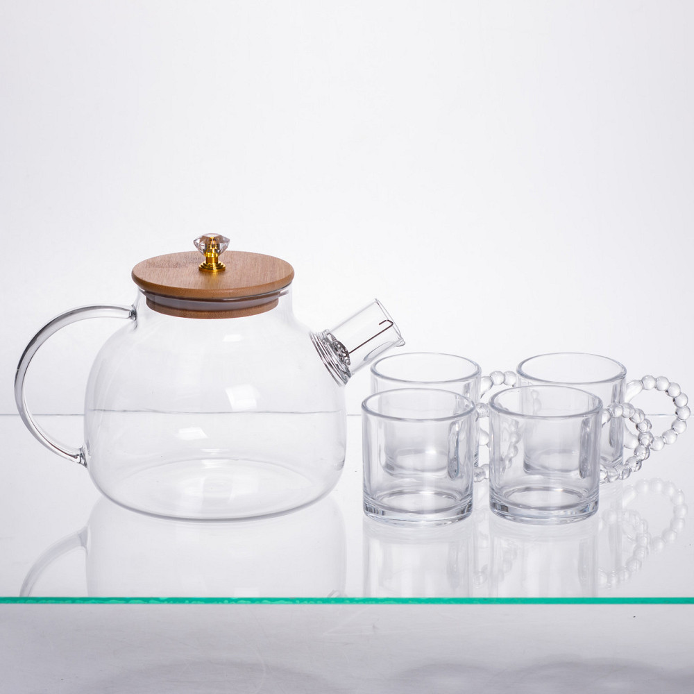 Чайний набір із товстого скла 5 предметів на 4 персони 64486-24 Коломия - фото 4