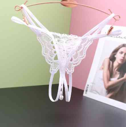 Трусики з перлинами та метеликом білі - розмір універсальний, резинка до 90см Київ