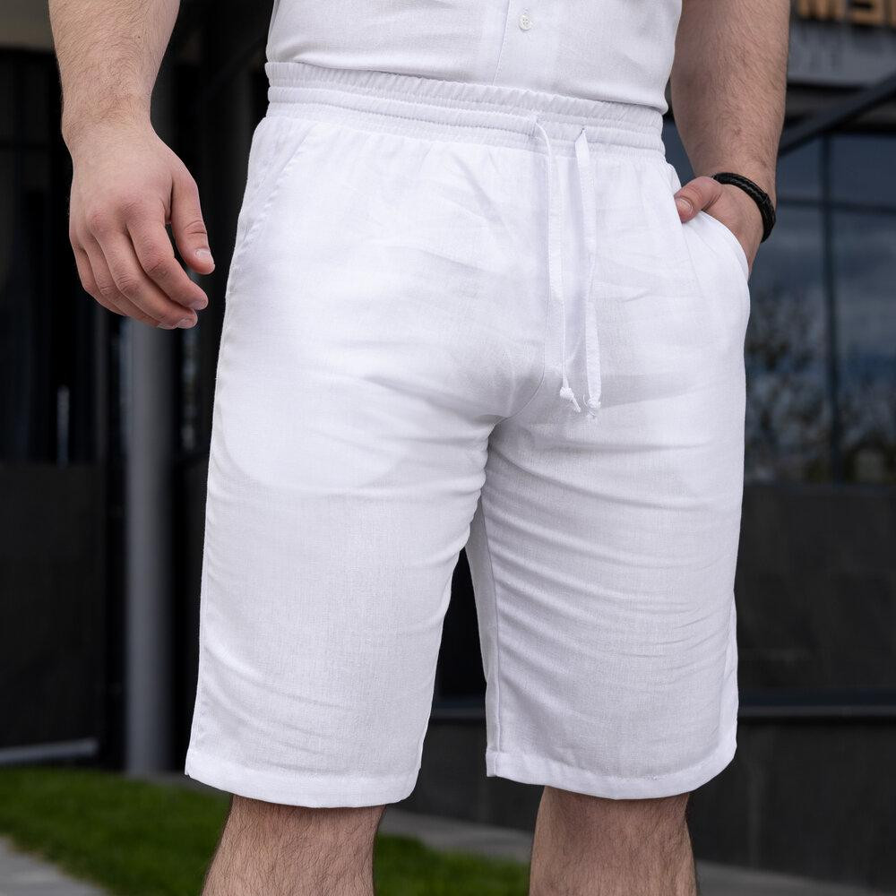 Шорти чоловічі льняні з кишенями білі Pobedov Marsel Київ - фото 1