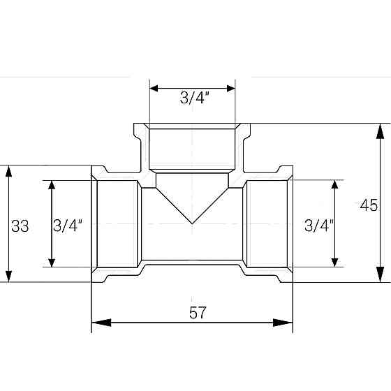 Тройник 3/4″ВВВ никелированный NT441S OPTIMUM (000030810) Киев