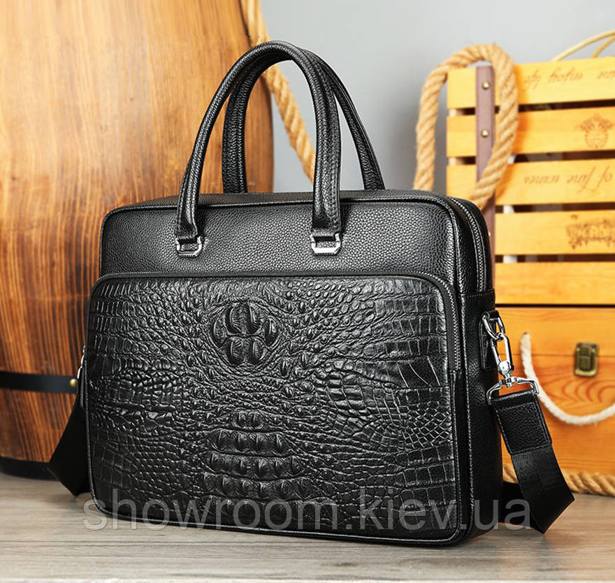 Чоловіча сумка для ноутбука під рептилію Leather Collection (9961) Київ - фото 1
