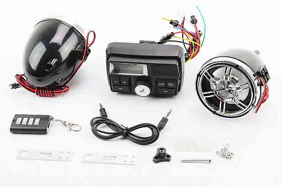 АУДІО-блок з ЖК дисплеєм (МРЗ-USB / SD, FM, пультДУ, сигналізація) + колонки 2шт (хром.) Киев