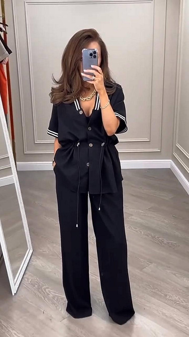 Женский костюм двойка: пиджак и штаны с лампасами в стиле спорт шик турецкий тиар Одесса - изображение 1