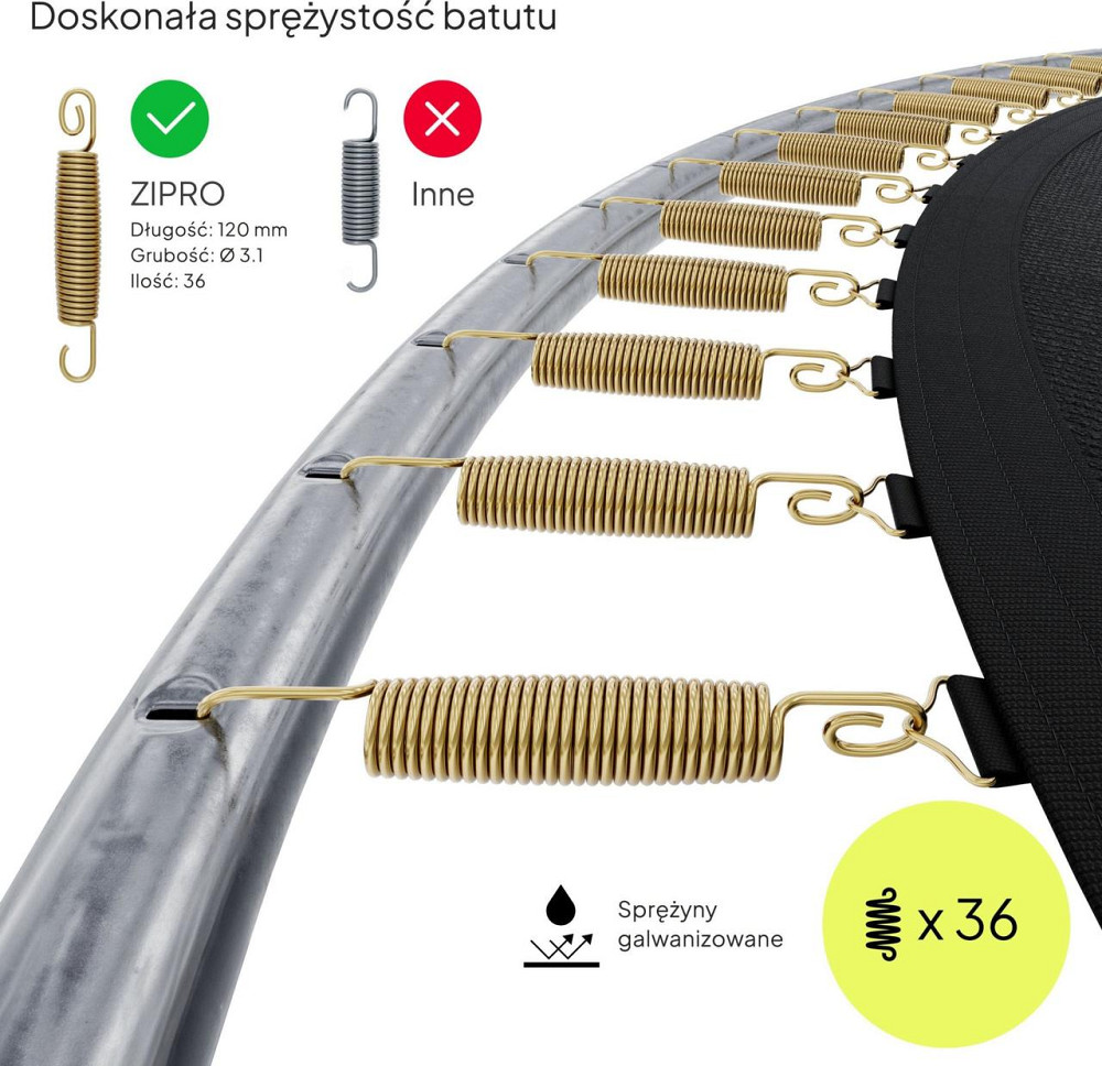 Батут Zipro Jump Pro с внутренней сеткой 6 футов 183 см черно-зеленый Киев - изображение 7