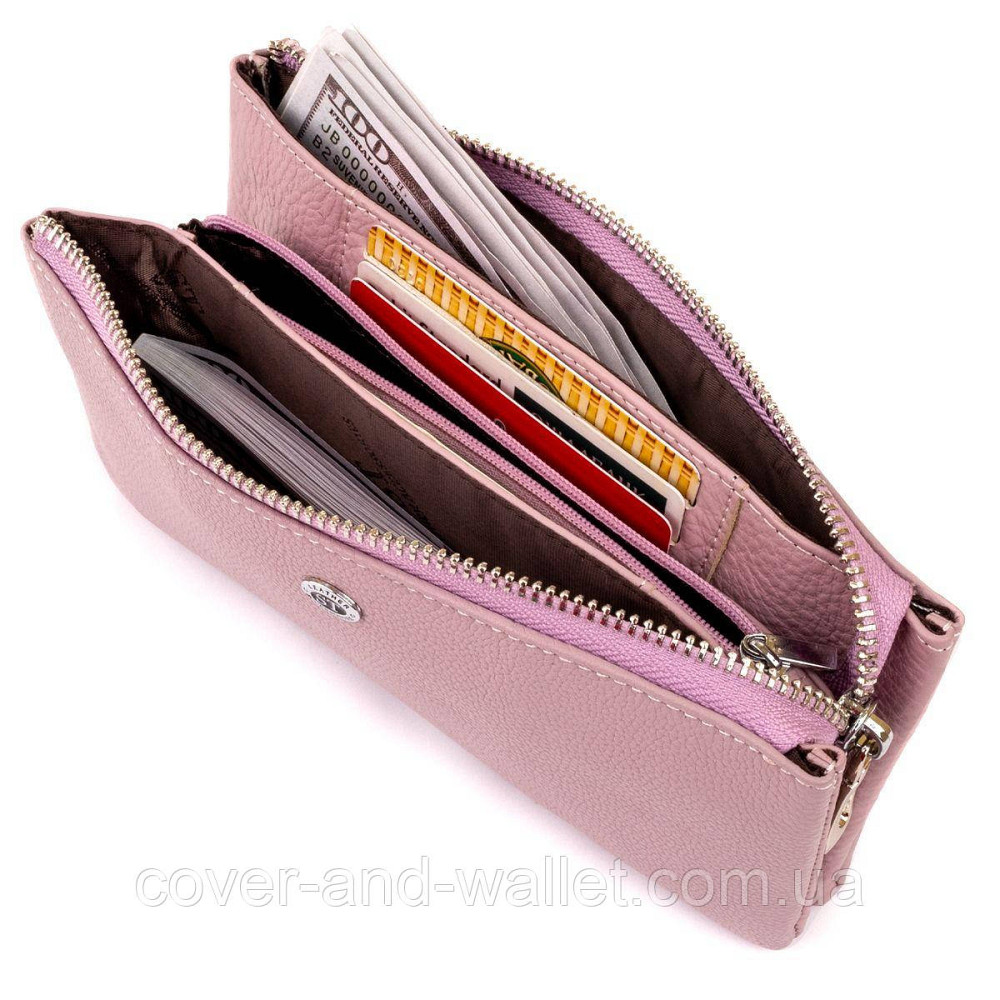 Гарний пудровий жіночий гаманець-клатч із натуральної шкіри ST Leather 008 Київ - фото 3