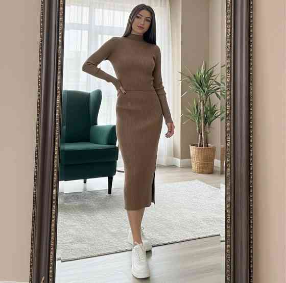 Женский повседневный элегантный комплект двойка турецкая ангора мустанг Мокко Одесса