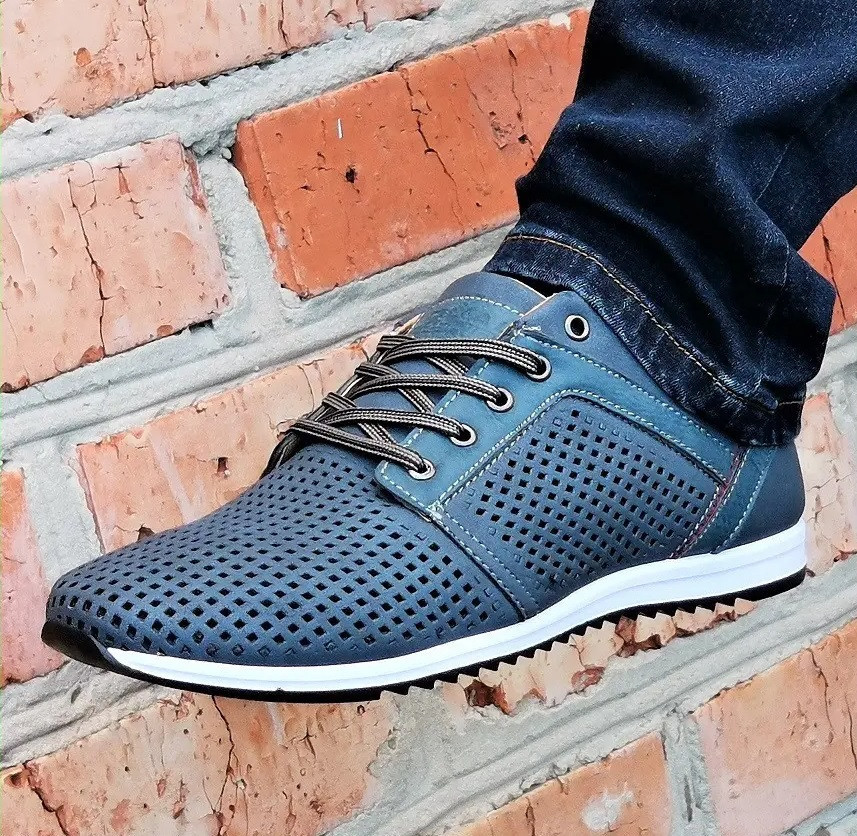 Мужские Мокасины Летние Синие Кроссовки Сеточка Серые (размеры: 40,41) Видео Обзор - 01-3 Днепр - изображение 1