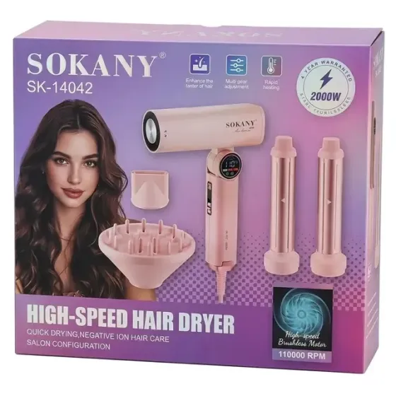 Фен для волосся SK-14042 складний, іонізація, 2 швидкості, 3 режими, компактний, дорожній Одеса