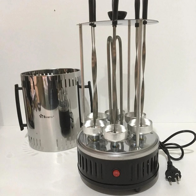 Шашличниця електрична Domotec MS-7781 на 6 шампурів 1000Вт вертикальна з нержавіючої сталі YZ-28 Івано-Франківськ - фото 5