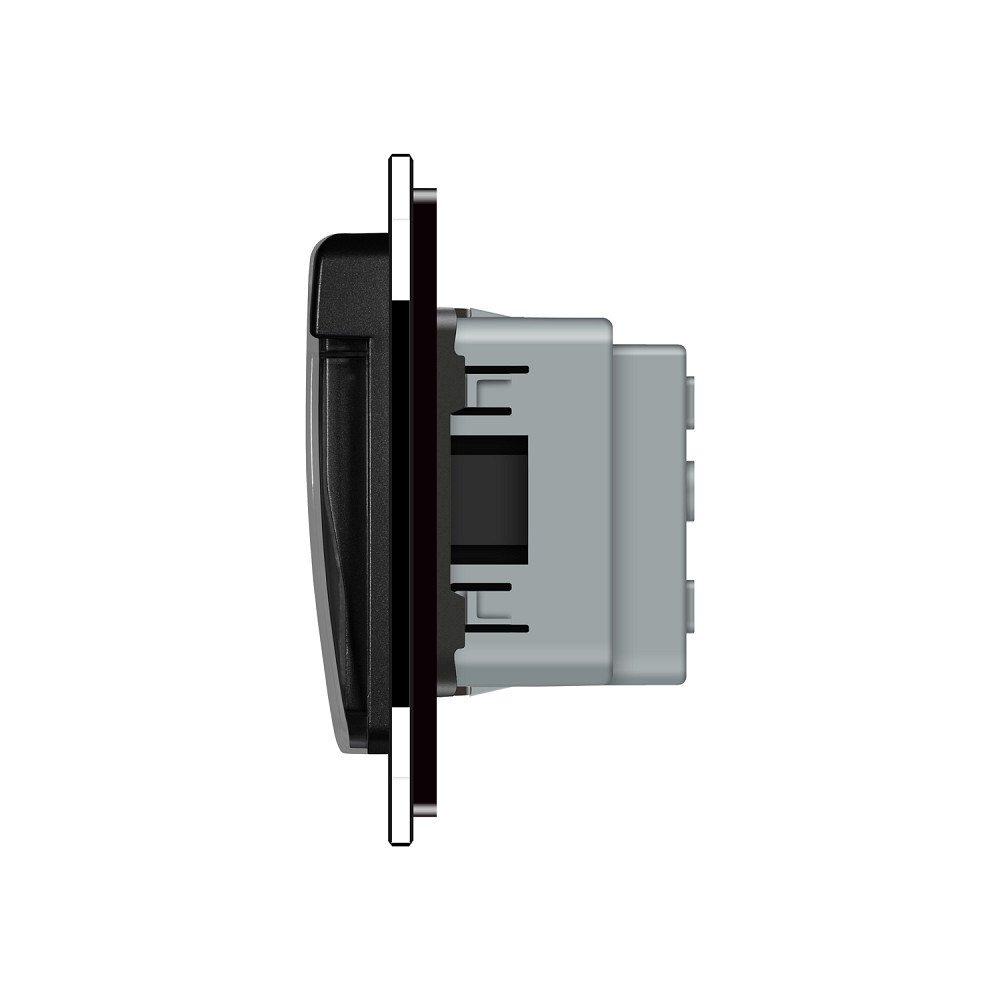 LIVOLO Електрична розетка вологозахисна з кришкою IP44 з заземленням, LIVOLO, чорна, скляна рам Коломия - фото 3